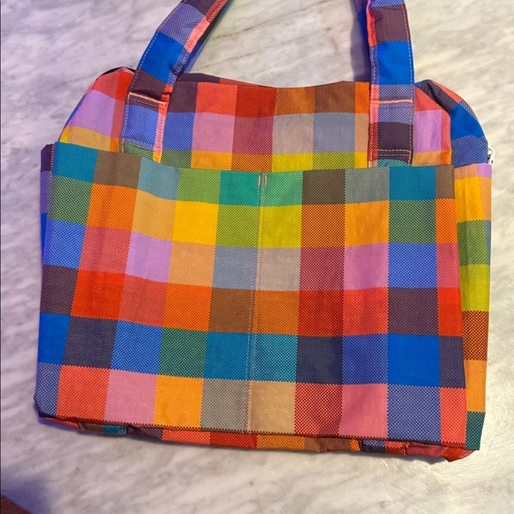 Baggu Madras Small Cloud Carry On Colorful Checkered Tote Bag - Picture 6 of 7